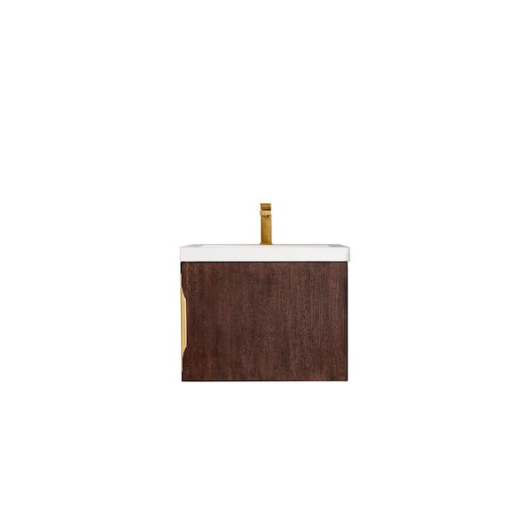 James Martin Vanities Columbia 24 in. Bath Vanity in Coffee Oak with Resin Vanity Top in White Glossy with White Basin