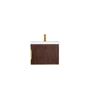Columbia 23.6 in. W x 18.1 in. D x 16.9 in. H Bath Vanity in Coffee Oak with White Glossy Top