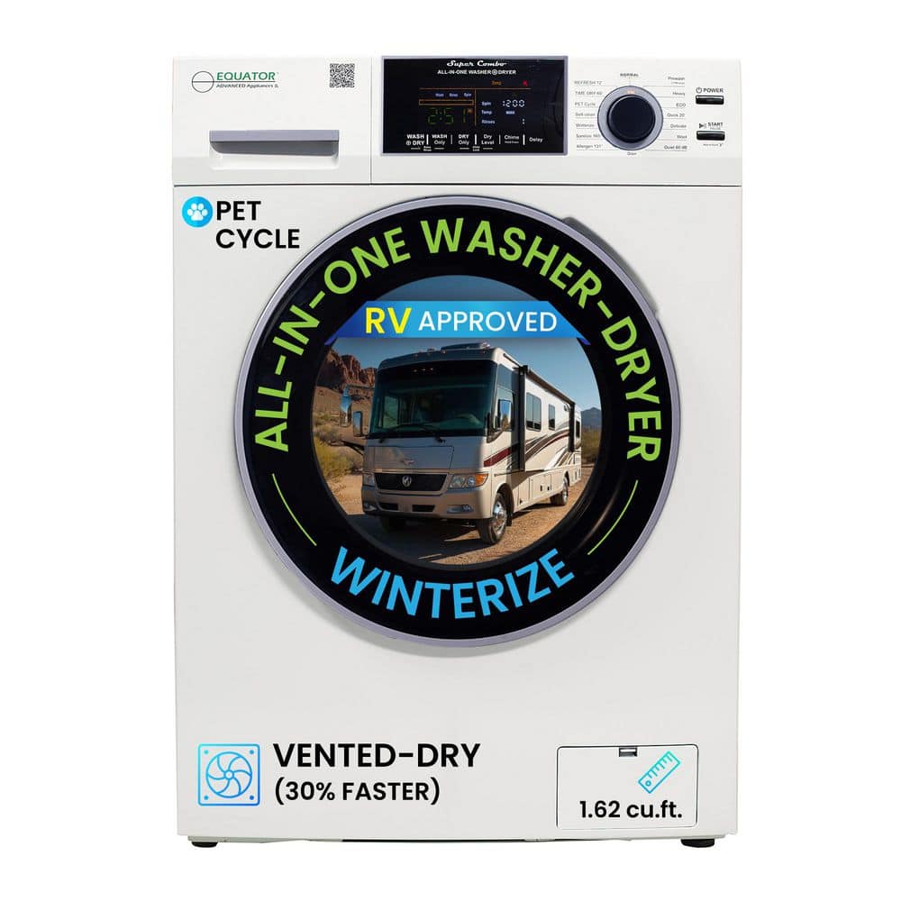 1.62 cu. ft. RV Pet Version Compact 110-Volt Vented 15 lbs. Sani Washer Dryer Combo 1400RPM in White
