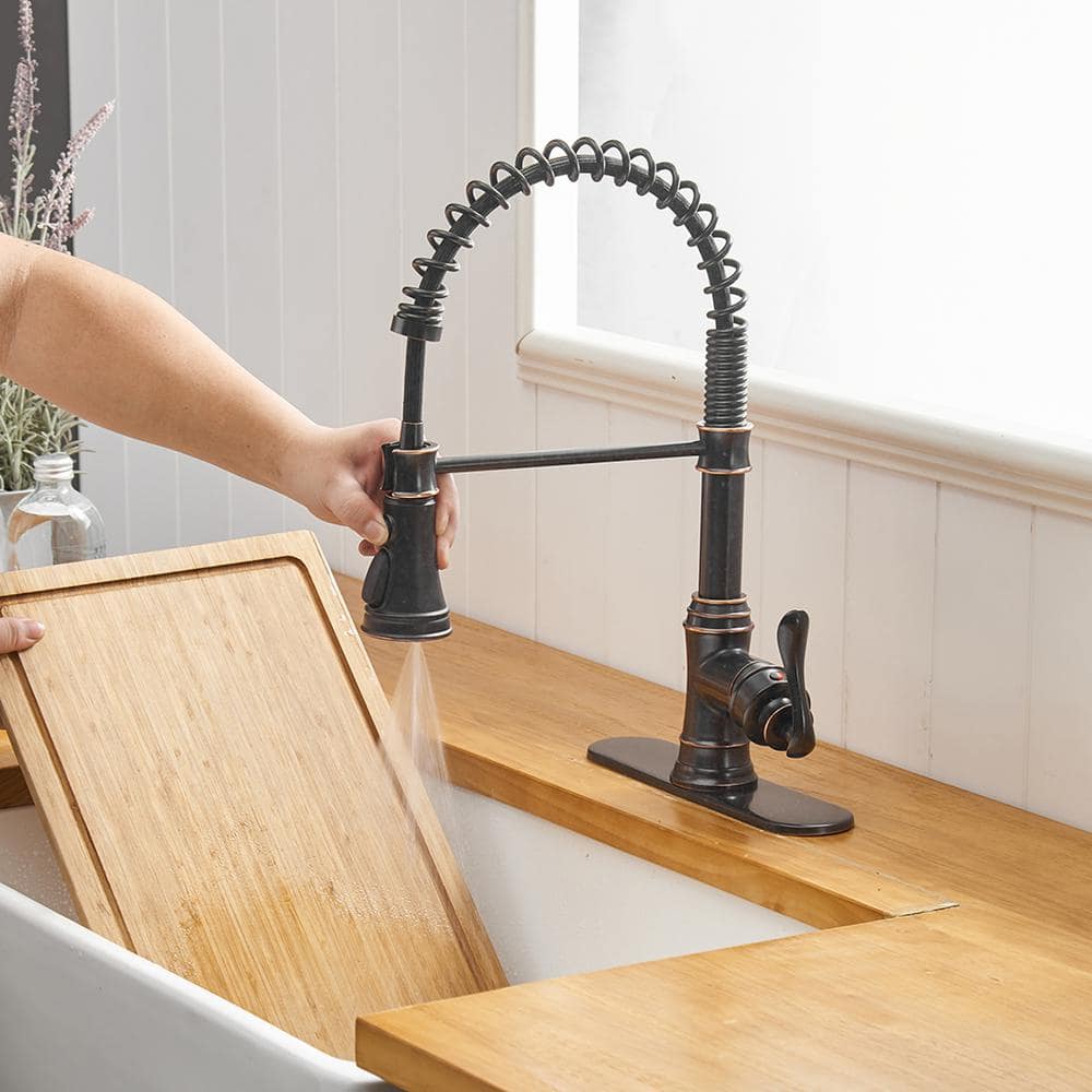 Oil Rubbed Bronze Pull-Down Kitchen Faucet with Spray