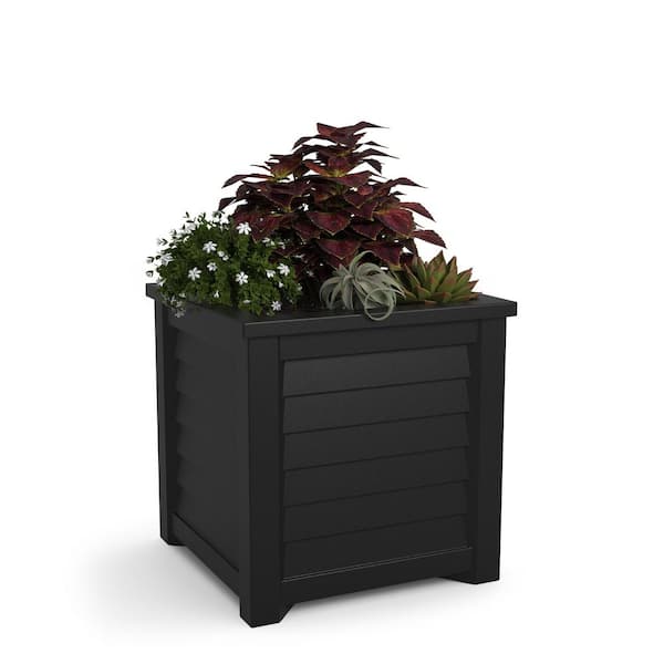 Lakeland 16 in. and 20 in. Square Self-Watering Black Polyethylene Planter Combo (2 Piece) Mayne