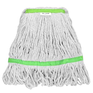 1 in. Head and Tail Bands Loop End 24 oz. Cotton Replacement Mop Head Refill, Green (2-Pack)