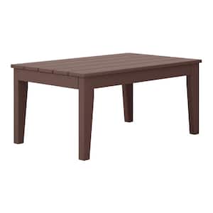 Laguna Outdoor Patio Weather Resistant Poly Plastic Rectangle Coffee Table in Dark Brown
