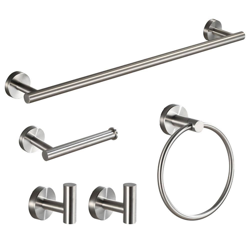 5-Piece Bath Hardware Set with Towel Ring Toilet Paper Holder Towel Hook and Towel Bar in Brushed Nickel price history on PriceWatchPro