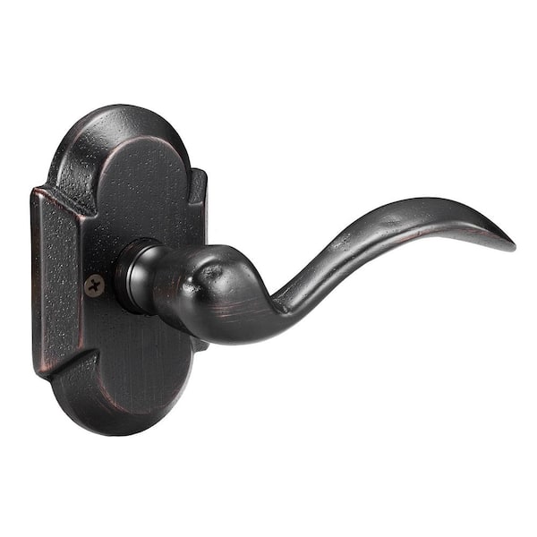 Sandcast Tiara Aged Bronze Single Dummy Right Hand Door Lever with Curved Backplate