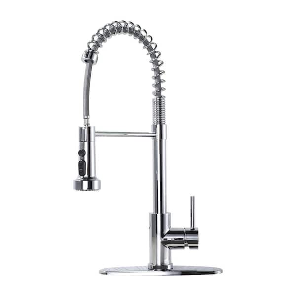 ARCORA Single Handle Pull Down Sprayer Kitchen Faucet, Stainless Steel Spring Kitchen Sink Faucet in Chrome