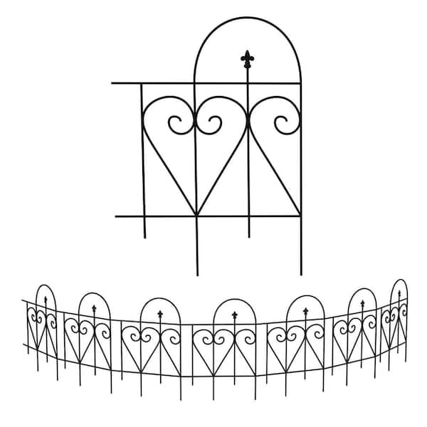 24 in. Black Metal Decorative Outdoor Garden Border Fence