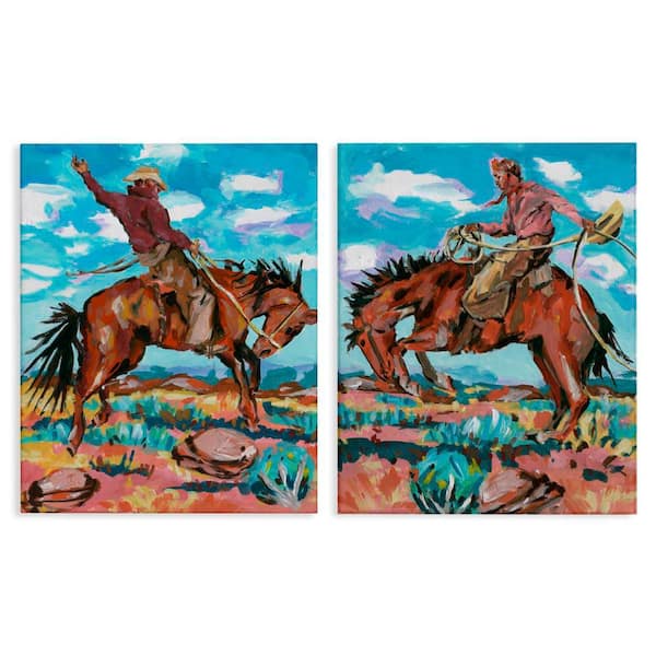 Stupell Industries Rustic Cowboys in Desert by Melissa Wang 2-Pieces Unframed Animal Graphic Art Print 30 in. x 24 in.