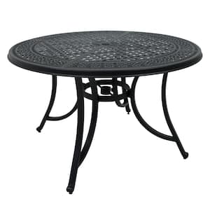 Patio Bistro Table Black with Antique Bronze Round Cast Aluminum 47.99 Outdoor Bistro Table with Umbrella Hole