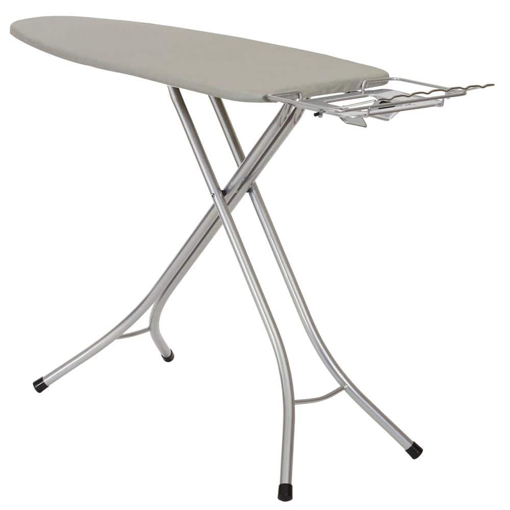 HOUSEHOLD ESSENTIALS Gray Non-Electric Metal Fold Out No Swivel Wide Top Ironing Board and Silicone-Coated Cotton Cover 972020-1 - The Home Depot