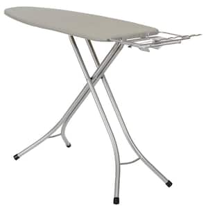 Gray Non-Electric Metal Fold Out No Swivel Wide Top Ironing Board and Silicone-Coated Cotton Cover