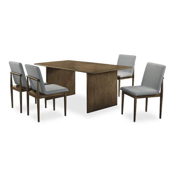 Furniture of America Betsy 5-Piece Natural Tone and Light Gray Wood Top Dining Set (Seats 4)