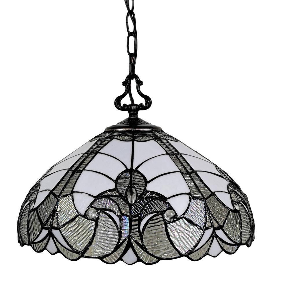 Elegant Tiffany-Style 18'' Glass Pendant Lamp in Dark Brown