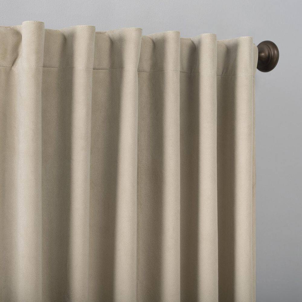Ecru Velvet Blackout Thermal Back Tab Curtain Panel