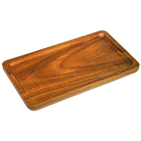 Rustic Small Wooden Tray for Salt and Pepper Grinder Organizer with 7.5 in x 4.2 in Countertop Serving