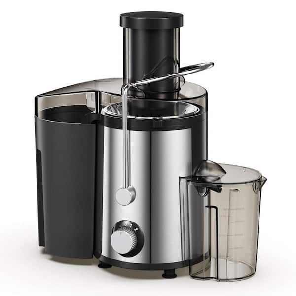Black and Silver Stainless Steel Juicer Machine, 800 W Centrifugal Juicer Extractor with 3 in. Wide Mouth Feed Chute