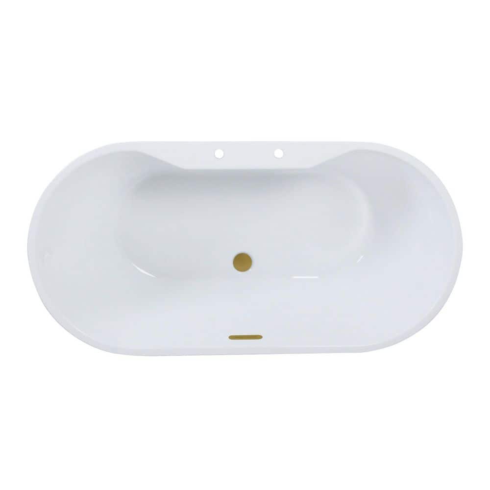 Aqua Eden 67 in. x 31.5 in. Acrylic Flatbottom Soaking Freestanding Bathtub in Glossy White/Brushed Brass with Drain price history on PriceWatchPro