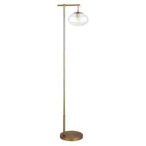 Blume 68 in. Brushed Brass Floor Lamp with Seeded Glass Shade