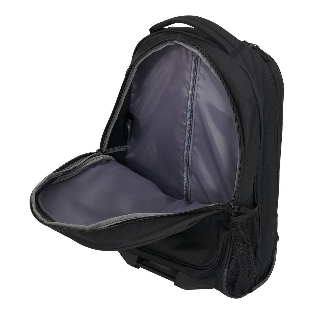 19 In. Black Rolling Backpack W Side-loading Laptop 