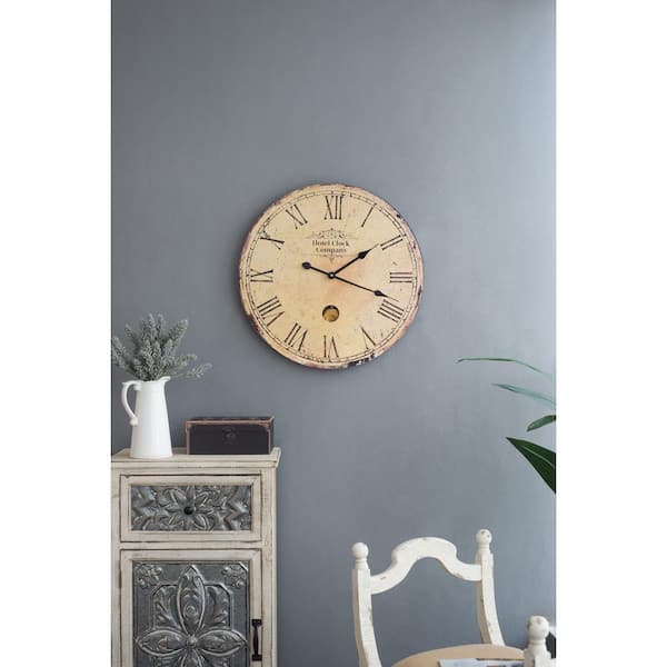 Vsmile 23.2 in. Round Vintage Big Wall Clock, Roman Numerals