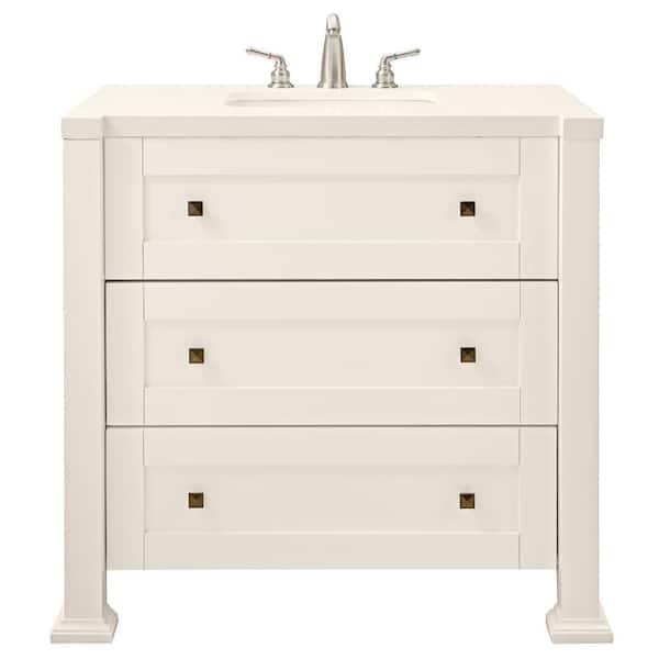 Home Decorators Collection Greenwich 36 in. W Single Vanity in Eggshell with Faux Marble Vanity Top in Eggshell with Eggshell Sink