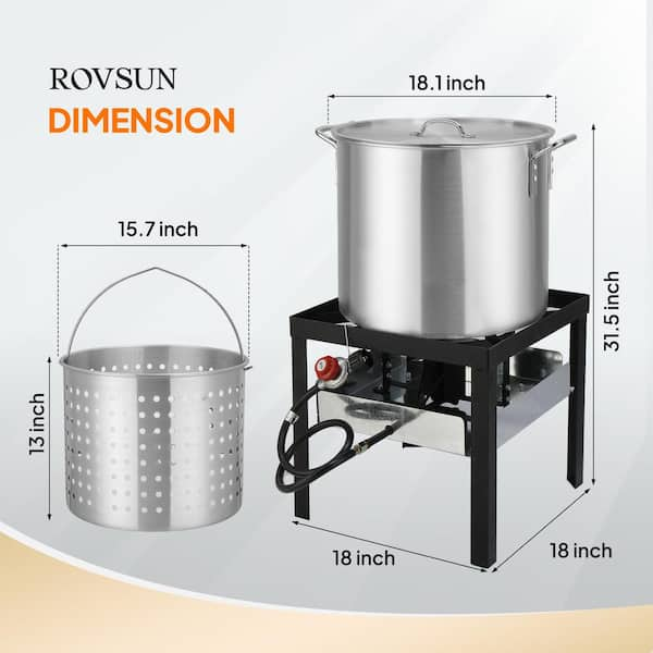 AiYchen Aiychen 30 & 10 Qt Propane Outdoor Turkey Fryer 50,000 Btu, Aluminum Seafood Boiler Steamer Kit Crawfish Fish Fryer