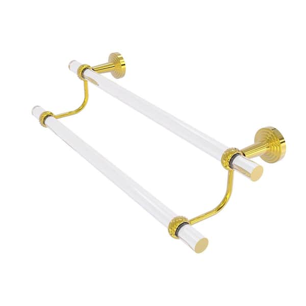 Pacific Beach Collection 36 in. Wall Mounted Double Towel Bar with Twisted Accents in Polished Brass