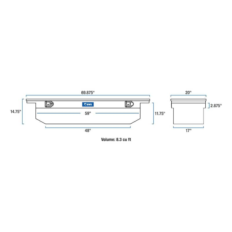 69 in. Bright Aluminum Angled Crossover Tool Box with Low Profile (Heavy Packaging)