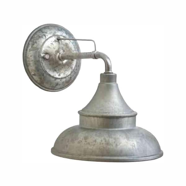 Hampton Bay 11 in. Galvanized Barn Light Hardwired Outdoor Wall Light Barn Sconce with No Bulb Included