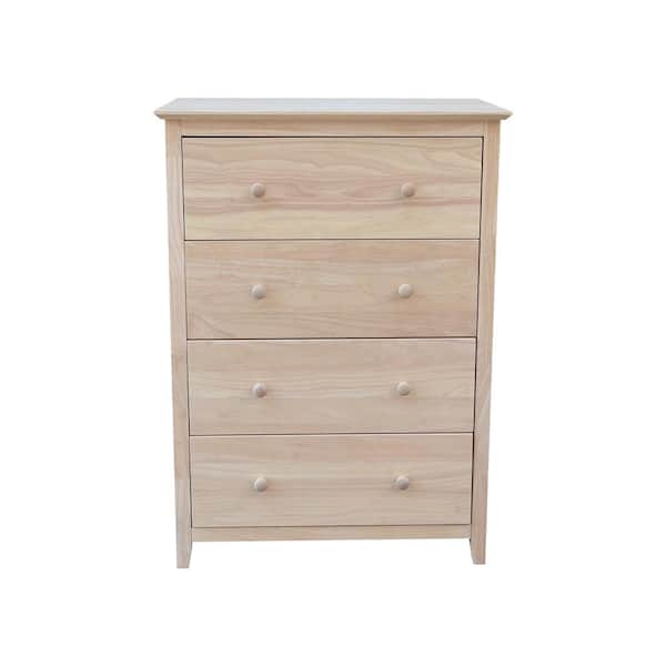International Concepts Brooklyn 4-Drawer Unfinished Wood Chest of Drawers