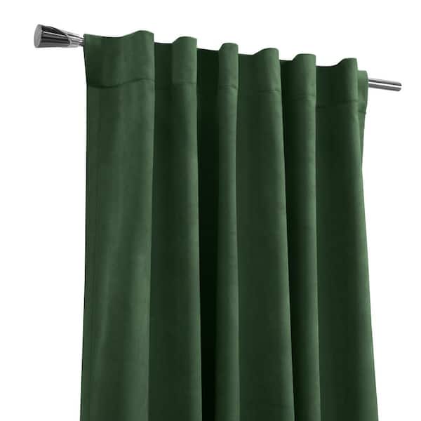 THERMALOGIC Seren Dark Green Polyester Velvet 50 in. W x 84 in. L Dual Header Indoor Room Darkening Curtain (Single Panel)