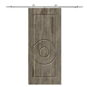 42 in. x 80 in. Weather Gray Stained Pine Wood Modern Interior Sliding Barn Door with Hardware Kit