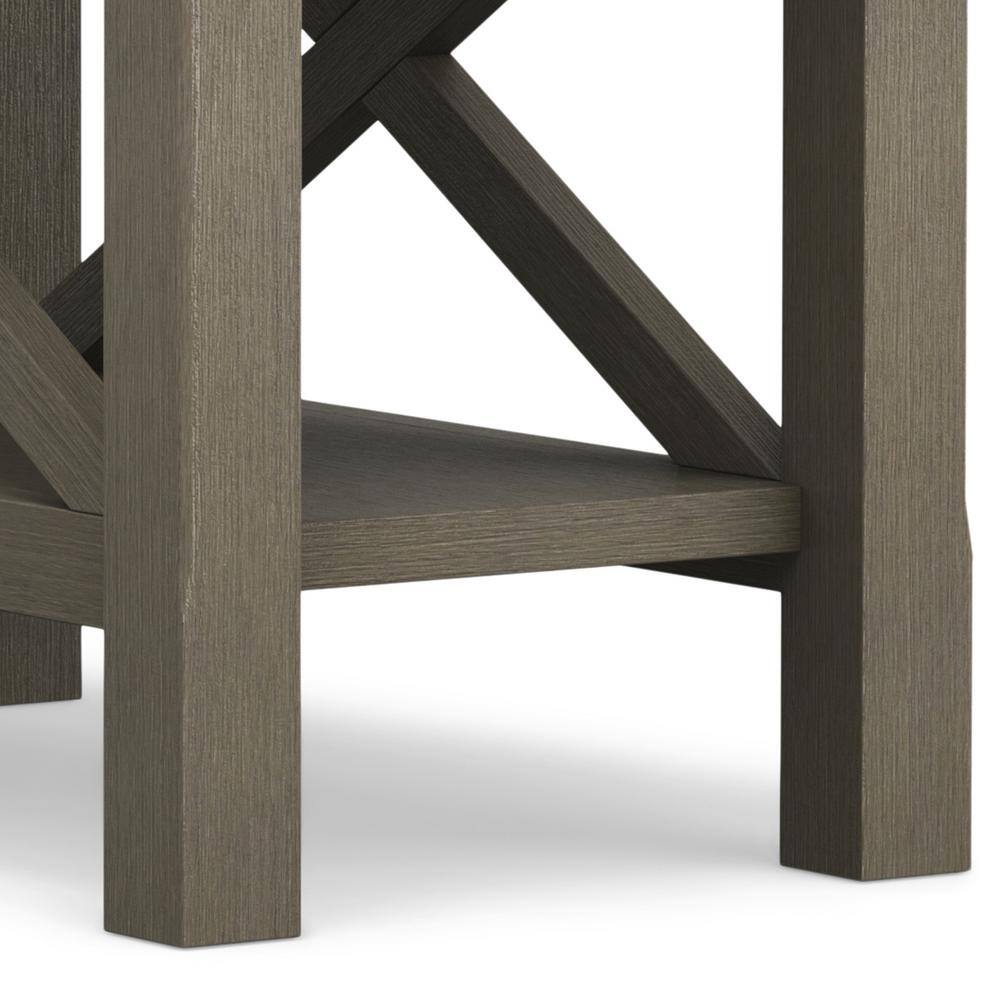 Farmhouse Gray Solid Wood Narrow End Table with Storage