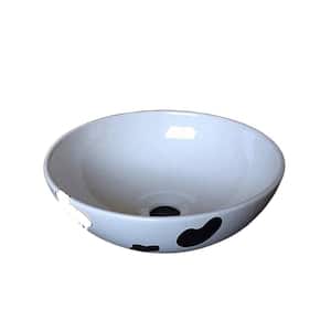 Round Countertop Vessel Sink Black and White Ceramic Vessel Sink for Bathroom