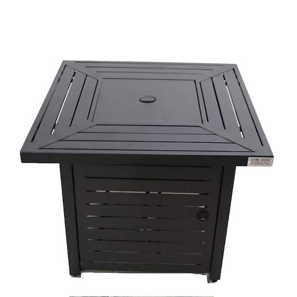 COOLSHARK 30 in. Propane Fire Pit Table 40000 BTU Outdoor Round Steel Gas Fire Pit Table with Fire Pit Lid, Rocks, ETL-Certified