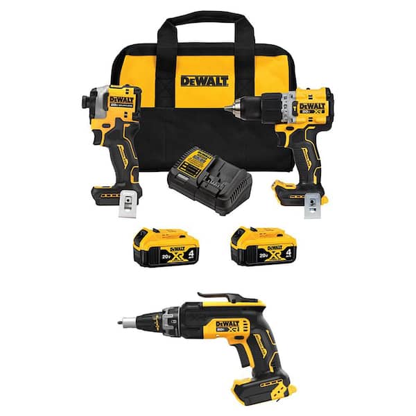 20V Max Lithium-Ion Cordless 3-Tool Combo Kit and XR Brushless Screw Gun with (2) Flexvolt 6.0 Ah Batteries and Charger