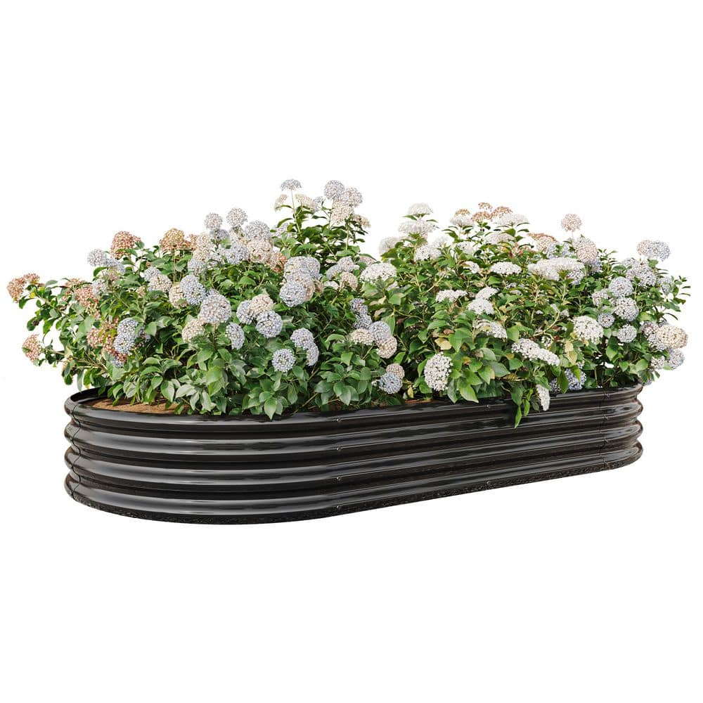 88.98 in. x 44.68 in. x 11.42 in. Oval Large Galvanized Steel Raised Bed fo
