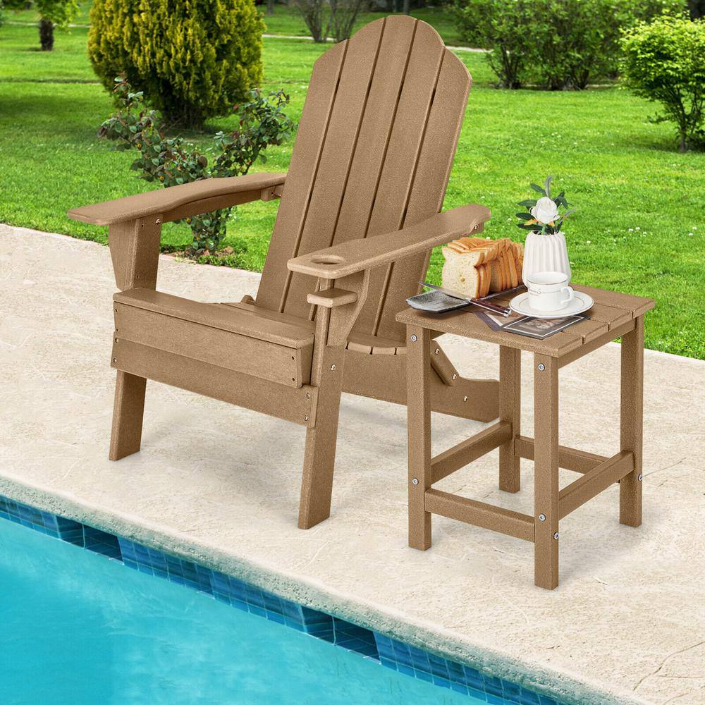 14'' Brown HDPE Weather-Resistant Adirondack Side Table
