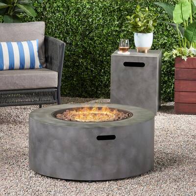 Noble House Aidan 39 in. x 11.47 in. Round MGO Gas Fire Pit Table in ...