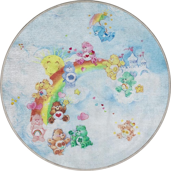 Well Woven Care Bears Castle In The Sky Blue 3 ft. 11 in. Round Area Rug