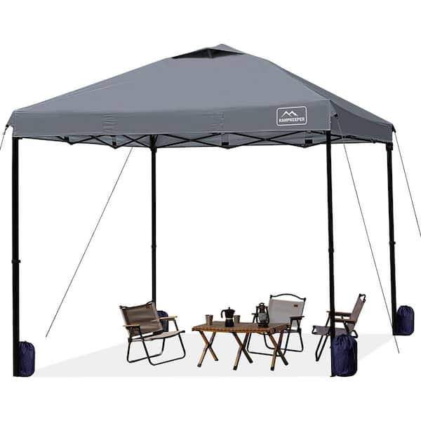 Unbranded 10 ft. x 10 ft. Gray Pop Up Canopy Tent, Waterproof Portable Outdoor Shade W/Adjustable Legs/Air Vent/Carry Bag/Sandbag