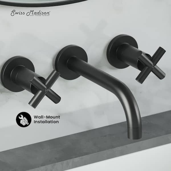 Ivy Double Handle Valve Wall Mounted Faucet in Matte Black