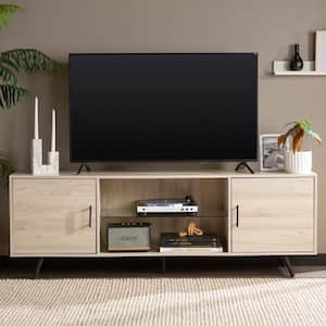 Contemporary Birch TV Stand Fits TVs up to 85 in. with Glass Shelf