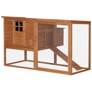 Large Natural Wood and Green 0.04 -Acre In-Ground Poultry Cage with Outdoor Run and Nesting Box