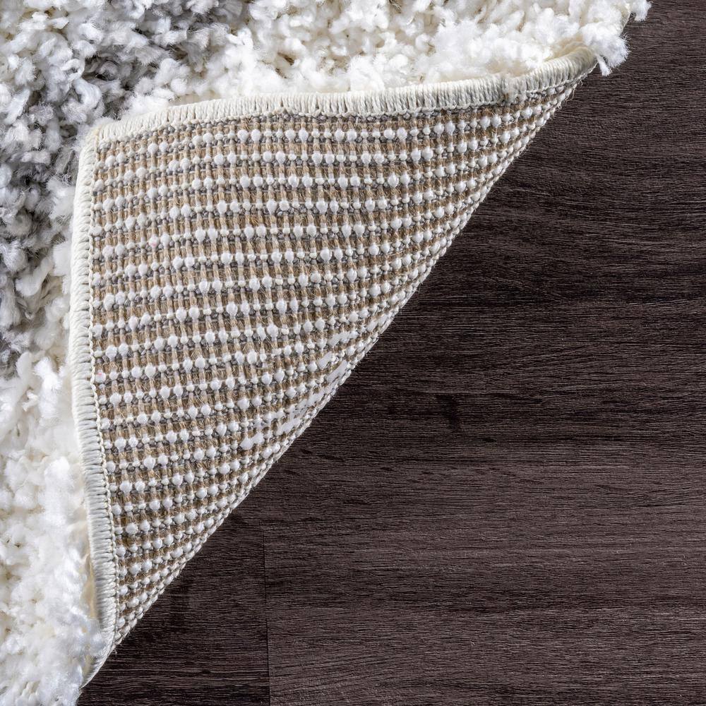 Plush White Geometric Shag 63" Square Area Rug