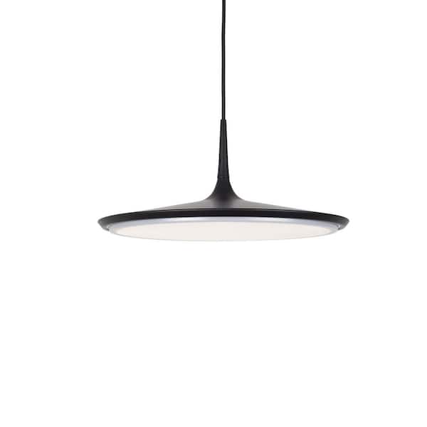 KUZCO Disc 16 in. 1 Light 33-Watt Black Integrated LED Pendant Light
