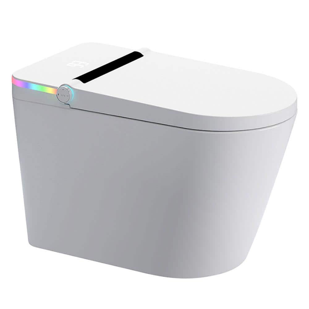 Tankless Elongated Bidet Toilet 1.28 GPF in White with Auto Lid Opening Clo