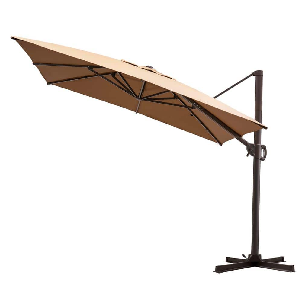 10.5 ft. x 9 ft. 360° Rotation Heavy-Duty Frame Rectangular Cantilever Patio Umbrella in Tan price history on PriceWatchPro