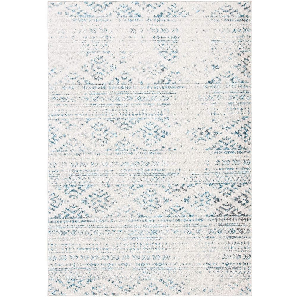 Light Blue Polypropylene 8 ft. x 10 ft. Geometric Indoor Area Rug