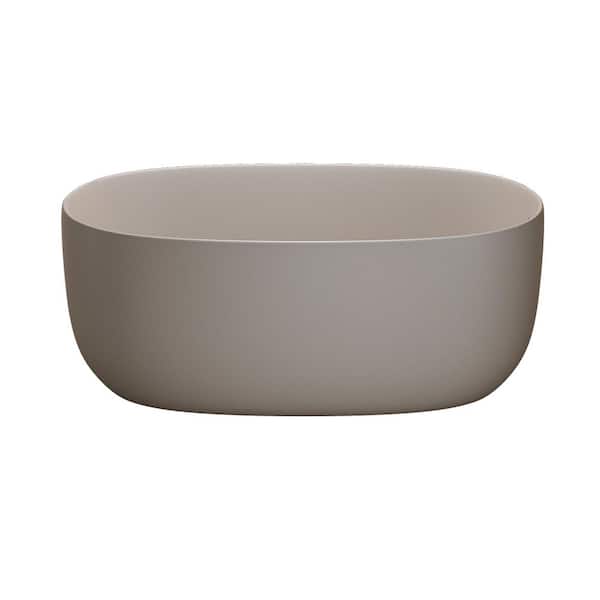 51 in. x 25.6 in. Resin Stone Soaking Bathtub in Beige Solid Surface Modern Tub with Overflow and Pop-up Drain
